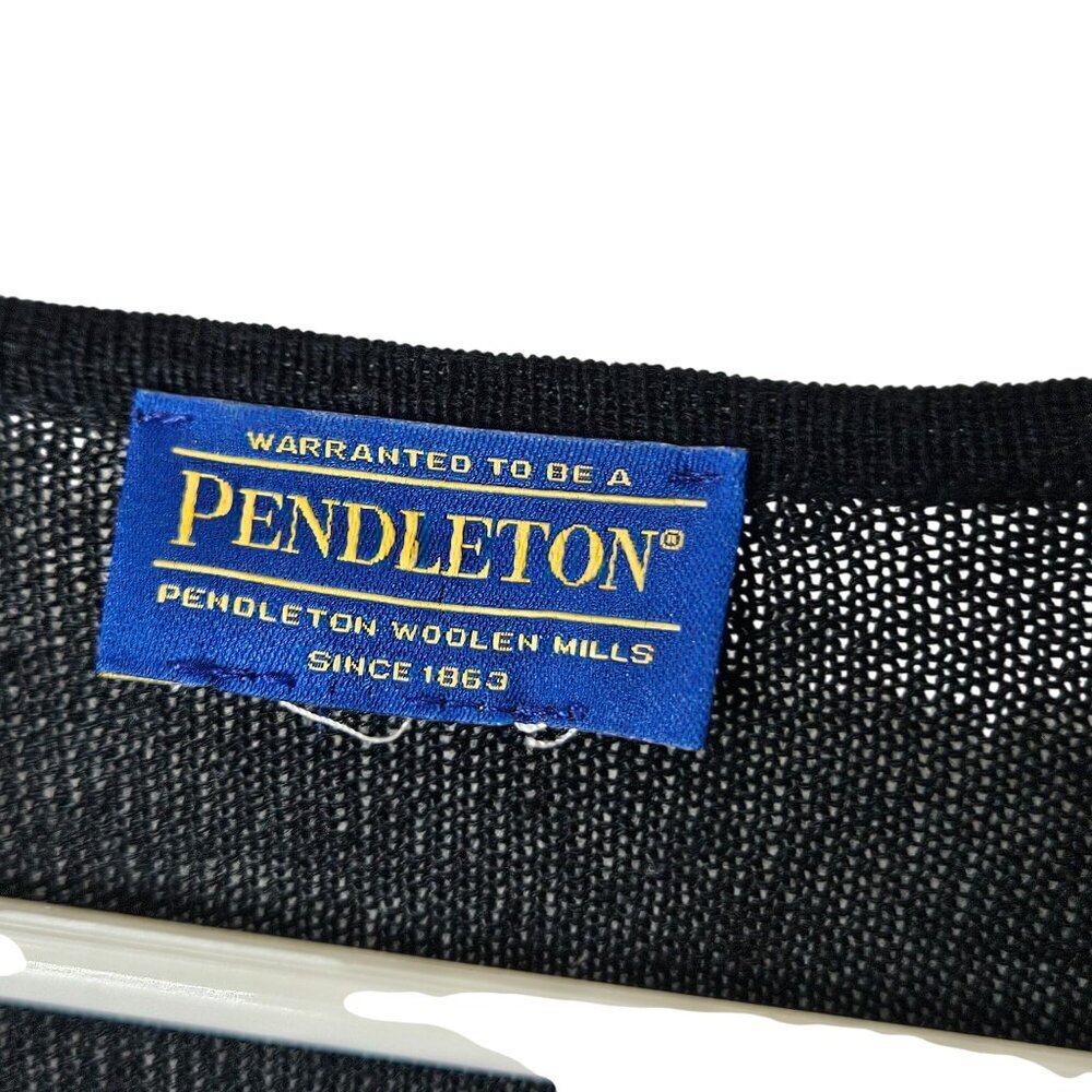 Pendleton Womens‎ Black Knit Cardigan Lace crochet Trim Size Medium Open Front - Picture 3 of 9